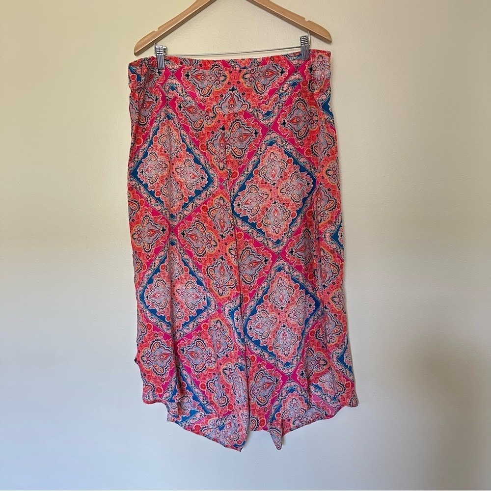 TOLANI 100% Silk Colorful Boho Fairy Paisley Women's Medium Flowy Pants